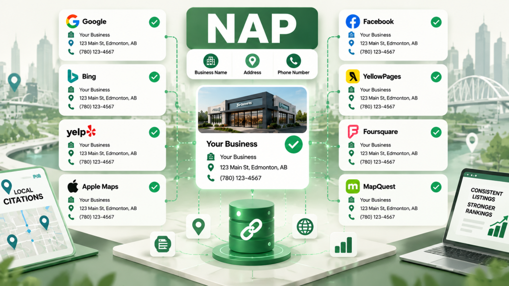 Local citation building and NAP consistency for SEO rankings